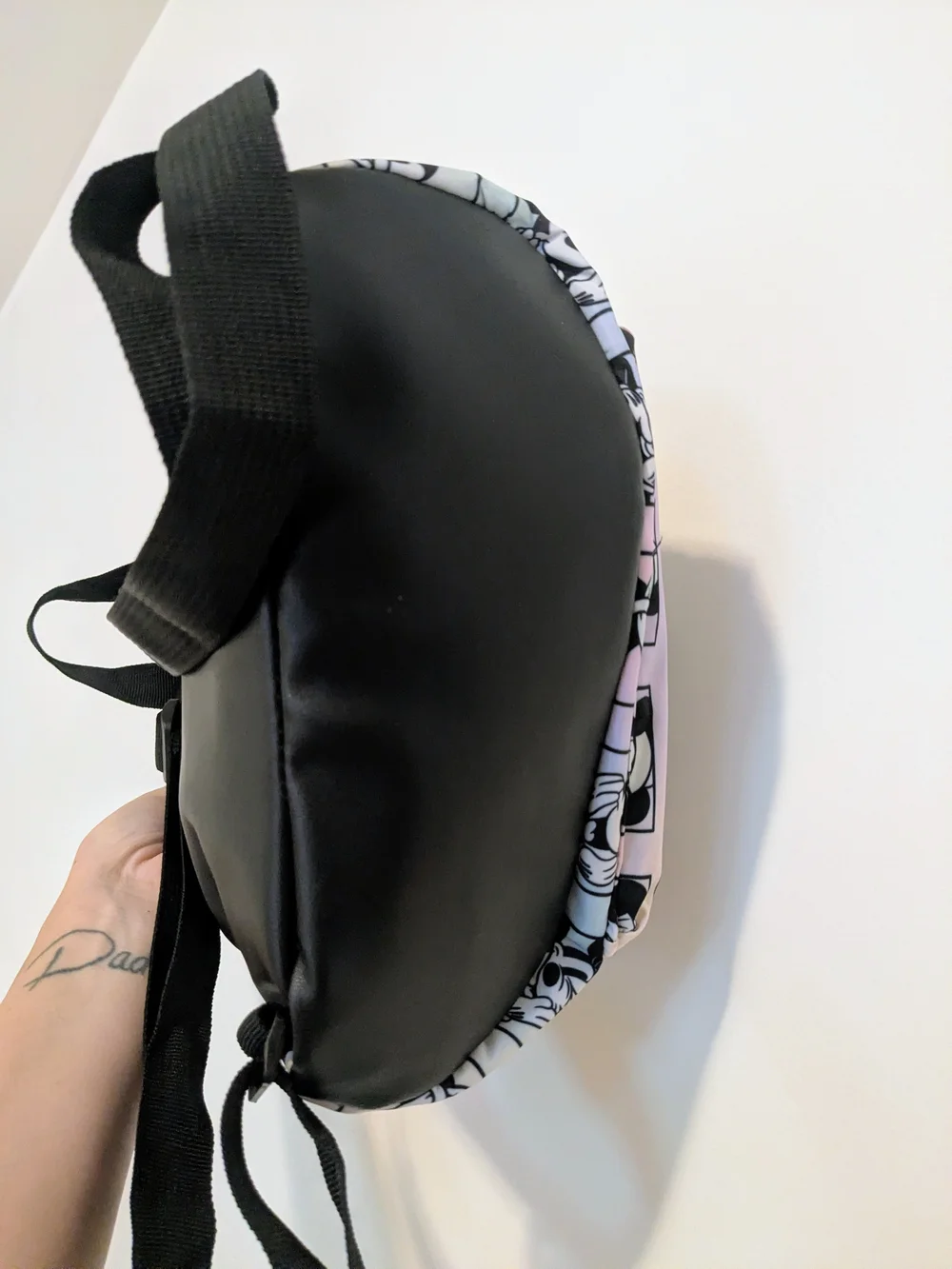 Disney Mini Backpack in Black and Pastel Pink/Blue